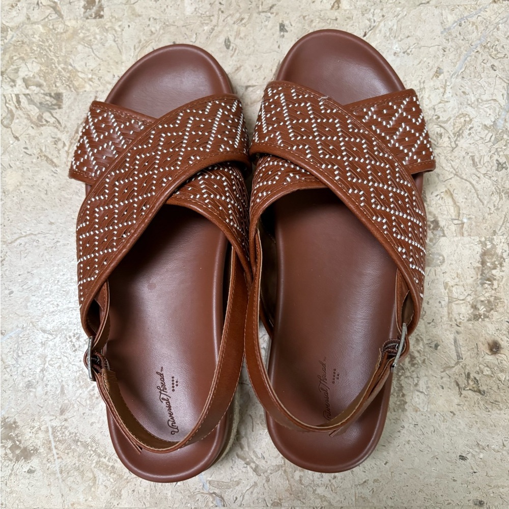Elisa Platform Sandal Open Toe Brown Universal Thread Size 9.5